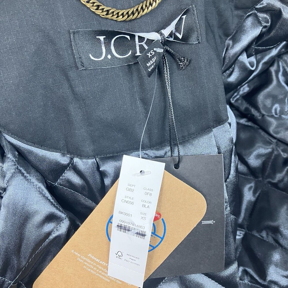 J Crew Barn Jacket Cropped WMNS XS Black Ripstop Cotton Corduroy Primaloft CN056 - Picture 5 of 16